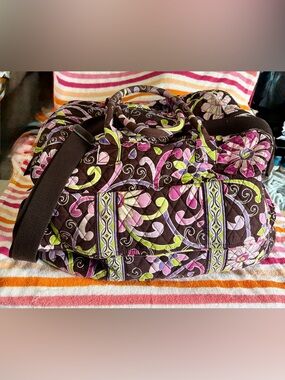 Vera Bradley Quilted weekender in Brown, Pink & Lime